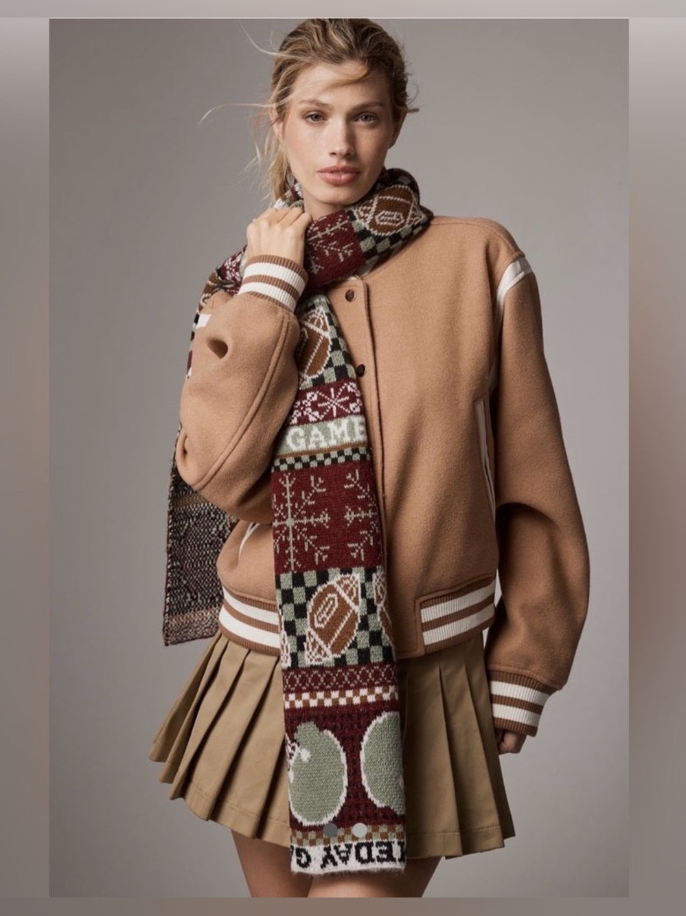 Mariel Scarf by Anthropologie - Football Fairisle NWT